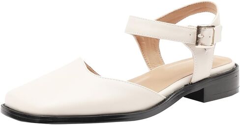 مضخات إصبع القدم المربعة للسيدات Slingback Low Block الكعب الكعب في الكاحل القابل للتعديل in Kuwait