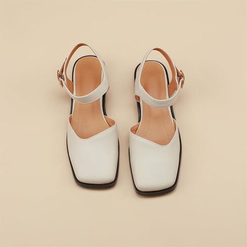 مضخات إصبع القدم المربعة للسيدات Slingback Low Block الكعب الكعب في الكاحل القابل للتعديل in Kuwait