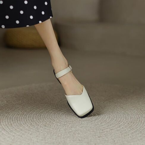 مضخات إصبع القدم المربعة للسيدات Slingback Low Block الكعب الكعب في الكاحل القابل للتعديل in Kuwait