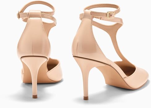 Coutgo Women's Stiletto High Cheels T-Strap Round Toe Toe Canle Boxle Pumps Wedding Dress in Kuwait