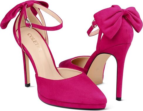 Coleter Women's Bowknot High Heels Platform D'Orsay Pumps مدببة بأحذية زفاف أحذية الزفاف في الكاحل in Kuwait