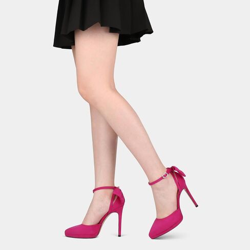 Coleter Women's Bowknot High Heels Platform D'Orsay Pumps مدببة بأحذية زفاف أحذية الزفاف في الكاحل in Kuwait