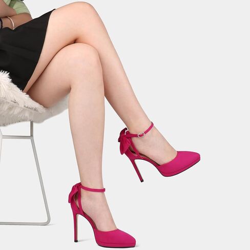 Coleter Women's Bowknot High Heels Platform D'Orsay Pumps مدببة بأحذية زفاف أحذية الزفاف في الكاحل in Kuwait