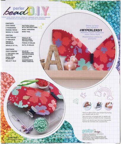 Perler 80-57038 Fused Bead DIY Suncatcher Room Décor Craft Activity Kit, 5.5" x 5.5", Multicolor, 1808 Pieces in Kuwait