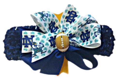 Notre Dame Baby Girl Boutique Bow Crocheted Headband Fits Newborn to Adult in Saudi Arabia