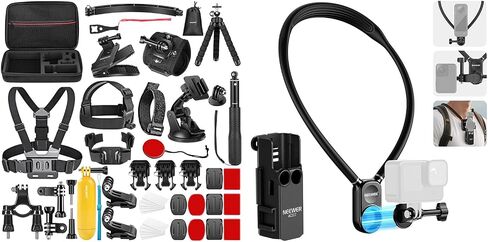 NEEWER 50 in 1 Action Camera Accessories Kit & Magnetic Neck Mount with Pocket 3 Cage, Compatible with GoPro DJI Insta360 SJCAM DBPOWER AKASO VicTsing APEMAN WiMiUS QUMOX Lightdow in Saudi Arabia