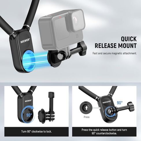 NEEWER 50 in 1 Action Camera Accessories Kit & Magnetic Neck Mount with Pocket 3 Cage, Compatible with GoPro DJI Insta360 SJCAM DBPOWER AKASO VicTsing APEMAN WiMiUS QUMOX Lightdow in Saudi Arabia