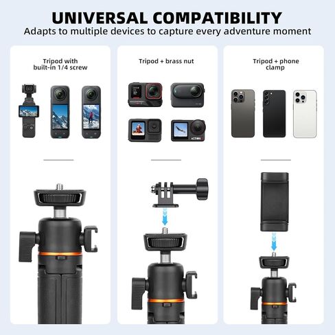 طقم ملحقات لـ Insta360 x5 x4 و mini tripod ، حزمة حزام التثبيت/الرأس مع الحزمة 21 بوصة ، و 360 درجة رأس الكرة والأحذية الباردة لـ Insta360 واحد x5 x4 x3 x2 in Kuwait