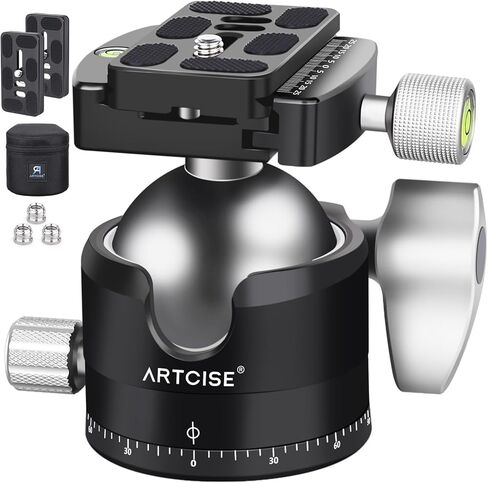 Artcise Low Profile Tripod Ball Head 56mm CNC CNC Aluminy Aluminy Arca-Swiss Panorama Heaft Duty Tripod for DSLR Camera Monopods Tripod Camcorder Max Mox Loading 88 Lbs/40kg in Kuwait