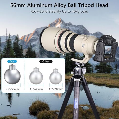 Artcise Low Profile Tripod Ball Head 56mm CNC CNC Aluminy Aluminy Arca-Swiss Panorama Heaft Duty Tripod for DSLR Camera Monopods Tripod Camcorder Max Mox Loading 88 Lbs/40kg in Kuwait