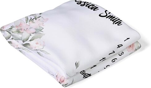 Framestory Custom Baby Milestone Blanket - اسم شخصي تعقب النمو الشهري - Photo Prop for Baby Baby Boy أو Girl ، Fleece Soft 36 "x58" ؛ طباعة واحدة على الوجهين ، مطبوعة في الولايات المتحدة الأمريكية in Saudi Arabia