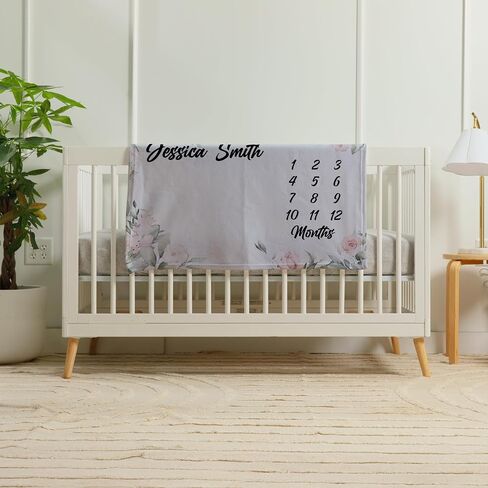 Framestory Custom Baby Milestone Blanket - اسم شخصي تعقب النمو الشهري - Photo Prop for Baby Baby Boy أو Girl ، Fleece Soft 36 "x58" ؛ طباعة واحدة على الوجهين ، مطبوعة في الولايات المتحدة الأمريكية in Saudi Arabia