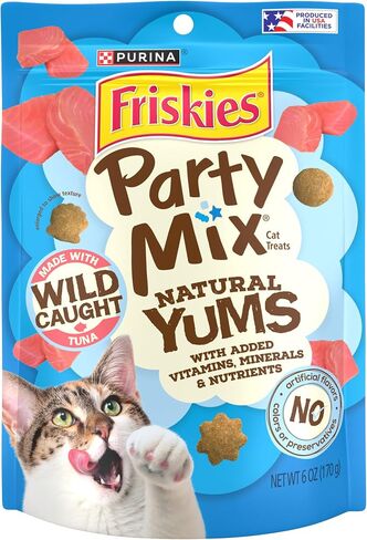 Purina Friskies Natural Cat Treats, Party Mix Natural Yums With Wild Tuna - (10) 2.1 oz. Pouches in Saudi Arabia