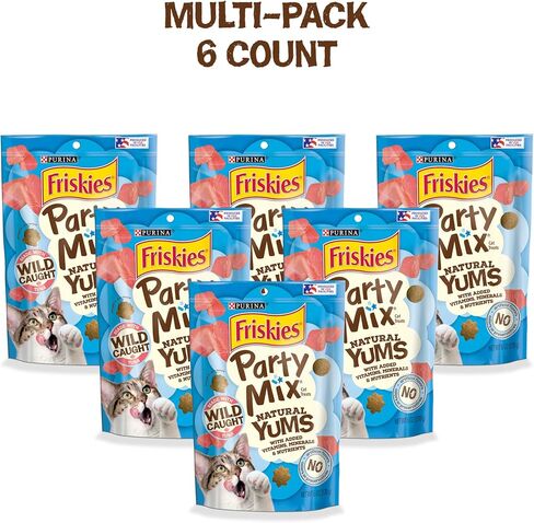 Purina Friskies Natural Cat Treats, Party Mix Natural Yums With Wild Tuna - (10) 2.1 oz. Pouches in Saudi Arabia