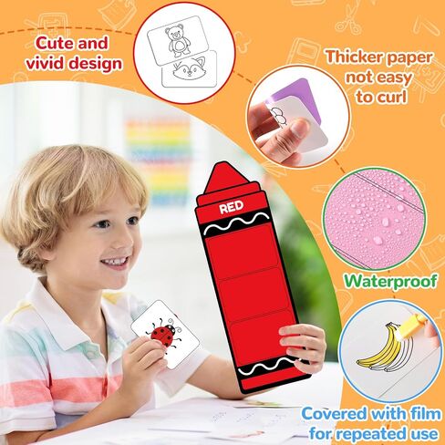 55Pcs Crayon Color Sorting Set Coloring Card Toys for Toddlers Educational Color Matching Games for Baby Kids Preschool Home Teaching Circle Time Learning Activities Birthday Gifts in Saudi Arabia