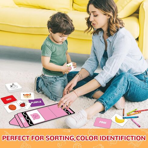 55Pcs Crayon Color Sorting Set Coloring Card Toys for Toddlers Educational Color Matching Games for Baby Kids Preschool Home Teaching Circle Time Learning Activities Birthday Gifts in Saudi Arabia