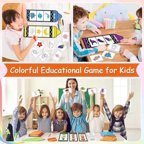 55Pcs Crayon Color Sorting Set Coloring Card Toys for Toddlers Educational Color Matching Games for Baby Kids Preschool Home Teaching Circle Time Learning Activities Birthday Gifts in Saudi Arabia