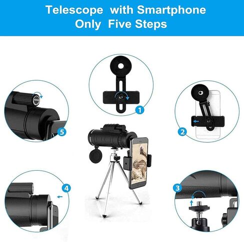 ، 40 × 60 أحاديًا مع حامل الهواتف الذكية و Tripod Termbroof Zoom Telescope أحادي الأداء أحادي الأداء لمشاهدة الطيور in Saudi Arabia