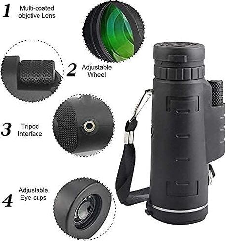 , 40X60 High Power Hd Monocular for Bird Watching Adults with Smartphone Holder & Tripod for Wildlife Camping Traveling Wildlife in Saudi Arabia