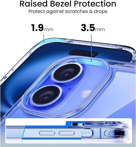 Crystal Clear مصممة لـ iPhone 16 Case Case ، [وليس الصفراء] [حماية من الدرجة العسكرية 16 قدم in Saudi Arabia