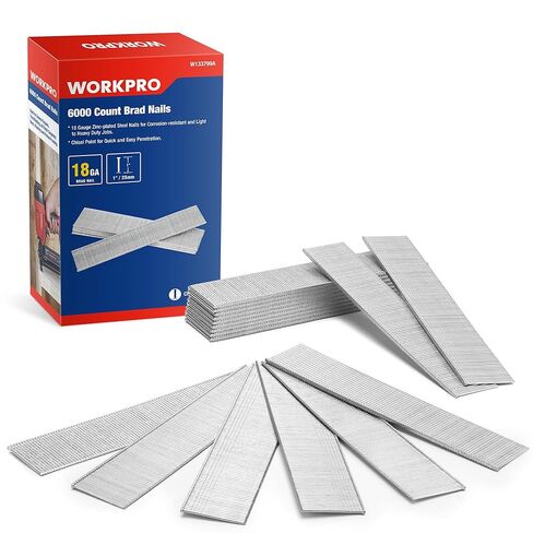 Workpro 1 '' 18 Gauge Brad Nails ، 6000 Count Completing Nails ، Universal Brad Nail Shails for Pneumatic & Electric Brad Nailers in Kuwait