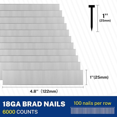 Workpro 1 '' 18 Gauge Brad Nails ، 6000 Count Completing Nails ، Universal Brad Nail Shails for Pneumatic & Electric Brad Nailers in Kuwait