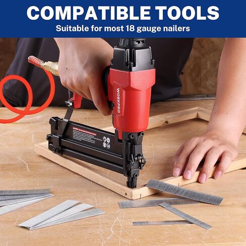 Workpro 1 '' 18 Gauge Brad Nails ، 6000 Count Completing Nails ، Universal Brad Nail Shails for Pneumatic & Electric Brad Nailers in Kuwait