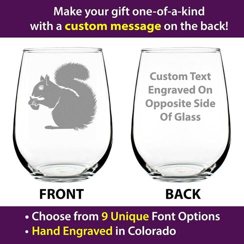 Squirrel Stemless Wine Glass - Squirrel Gifts and Decor with Squirrels - Large 17 Oz Glasses in Kuwait