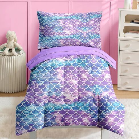 Nesker 4 Pcs Comforter Set Toddler Size, Sweet Pink Fruit Bedding for Kids Teen, Cute Strawberry Bed Sheet with Pillowcase & Sham in Saudi Arabia