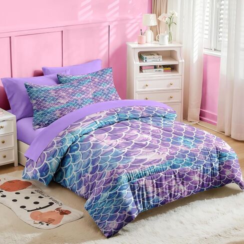 Nesker 4 Pcs Comforter Set Toddler Size, Sweet Pink Fruit Bedding for Kids Teen, Cute Strawberry Bed Sheet with Pillowcase & Sham in Saudi Arabia