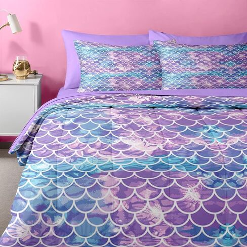 Nesker 4 Pcs Comforter Set Toddler Size, Sweet Pink Fruit Bedding for Kids Teen, Cute Strawberry Bed Sheet with Pillowcase & Sham in Saudi Arabia