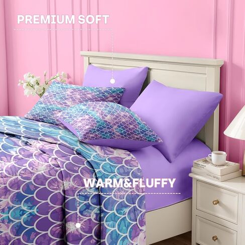 Nesker 4 Pcs Comforter Set Toddler Size, Sweet Pink Fruit Bedding for Kids Teen, Cute Strawberry Bed Sheet with Pillowcase & Sham in Saudi Arabia