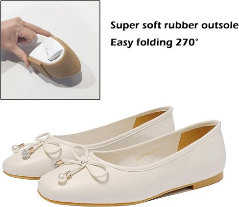 Women's Ballet Flats with Bow Knot & Sparkle Balls Ultra Soft Sole Round Toe Work Travel Casual Outfits Shoes in Kuwait