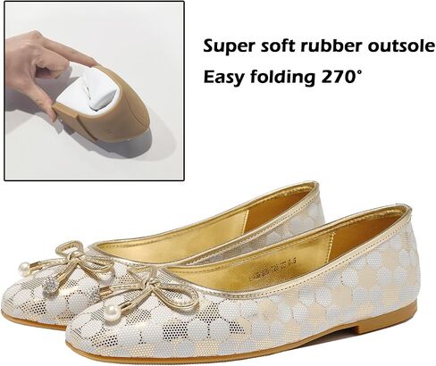 Women's Ballet Flats with Bow Knot & Sparkle Balls Ultra Soft Sole Round Toe Work Travel Casual Outfits Shoes in Kuwait