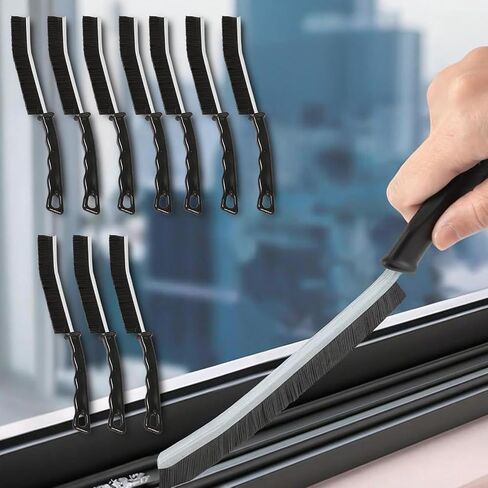 10 Pack Crevice Cleaning Brush, Multifunctional Gap Cleaning Brush Tools with Hard Nylon Bristles, Ideal for Bathroom, Kitchen, Sink, Window, Black in Saudi Arabia