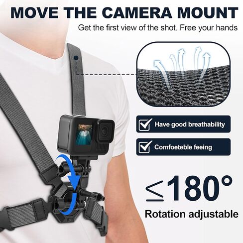 Chest Harness Mount for GoPro Hero 13 12 11 for Insta360 X5 X4 ACE Pro 2 Go Ultra Magnetic Strap Quick Release for DJI Osmo 360 Action 5 pro/Action 4 Creator Combo Accessories for AKASO 360 in Saudi Arabia