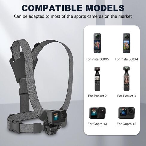 Chest Harness Mount for GoPro Hero 13 12 11 for Insta360 X5 X4 ACE Pro 2 Go Ultra Magnetic Strap Quick Release for DJI Osmo 360 Action 5 pro/Action 4 Creator Combo Accessories for AKASO 360 in Saudi Arabia