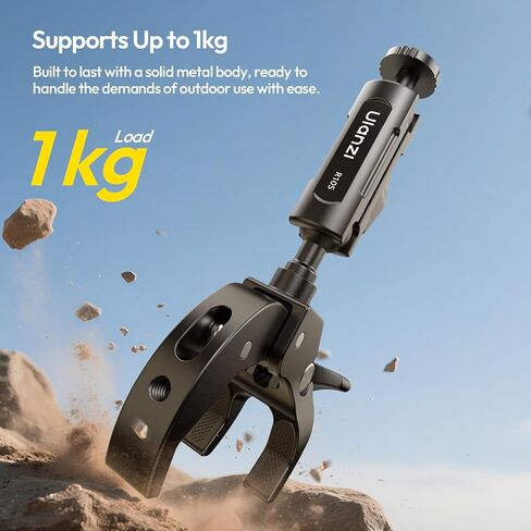 Ulanzi R105 Super Clamp Camera Mount مع 360 درجة ذراع Ballhead Magic مزدوجة ، مثبتة متين على شكل كاميرا من طراز GoPro Hero 13/12/11/10/9 ، Insta360 X5/X4 ، DJI Osmo Pocket 3/2 Action 5 Pro/4 in Kuwait