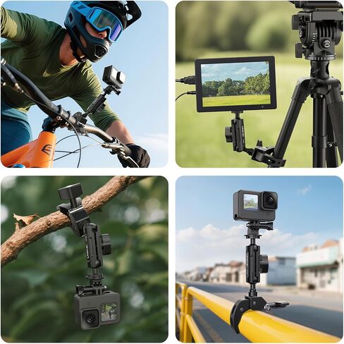 Ulanzi R105 Super Clamp Camera Mount مع 360 درجة ذراع Ballhead Magic مزدوجة ، مثبتة متين على شكل كاميرا من طراز GoPro Hero 13/12/11/10/9 ، Insta360 X5/X4 ، DJI Osmo Pocket 3/2 Action 5 Pro/4 in Kuwait