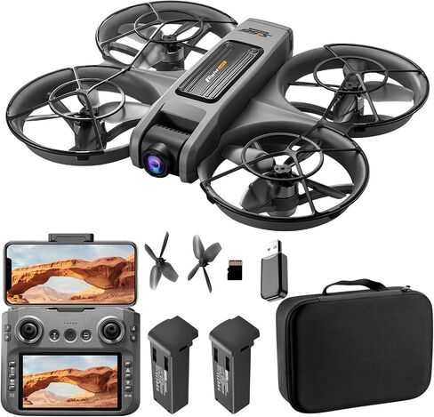 OBEST RC Drone With Screen On Controller (5.9in), Brushless Motor Drone with Dual Cameras (Electric Angle Adjustment), Optical Flow Positioning, 6CH Gyro, WIFI FPV, 100m Range, True 12-15min Flight (1800mAh), 3 Speeds, Headless Mode, LED Lights, USB Recha in Saudi Arabia