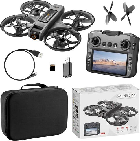 OBEST RC Drone With Screen On Controller (5.9in), Brushless Motor Drone with Dual Cameras (Electric Angle Adjustment), Optical Flow Positioning, 6CH Gyro, WIFI FPV, 100m Range, True 12-15min Flight (1800mAh), 3 Speeds, Headless Mode, LED Lights, USB Recha in Saudi Arabia