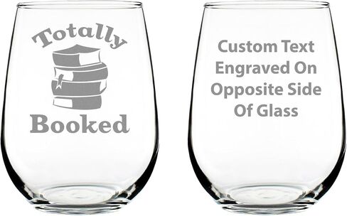 Totally Booked - Stemless Wine Glass - Cute Funny Book Club Gifts for Lovers of Reading & Fun Librarians - Large in Saudi Arabia
