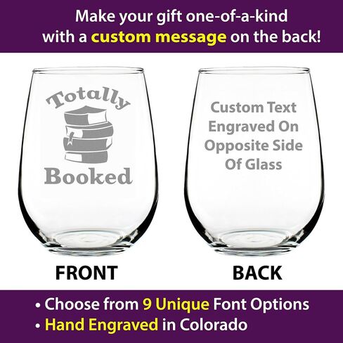 Totally Booked - Stemless Wine Glass - Cute Funny Book Club Gifts for Lovers of Reading & Fun Librarians - Large in Saudi Arabia