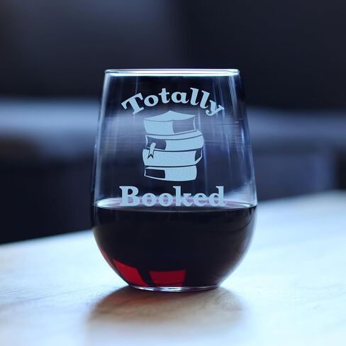 Totally Booked - Stemless Wine Glass - Cute Funny Book Club Gifts for Lovers of Reading & Fun Librarians - Large in Saudi Arabia
