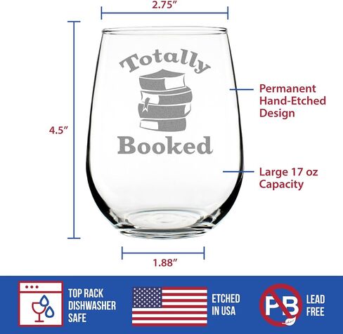 Totally Booked - Stemless Wine Glass - Cute Funny Book Club Gifts for Lovers of Reading & Fun Librarians - Large in Saudi Arabia
