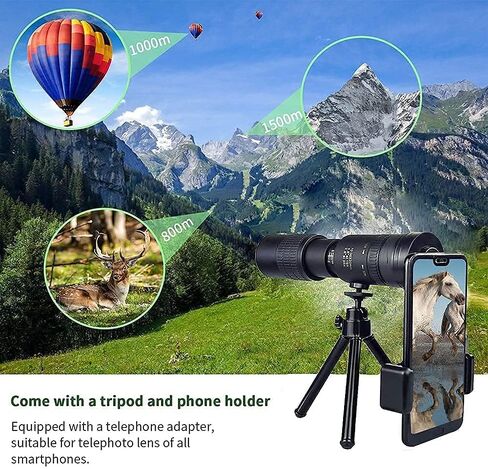 4K 10-300x40mm Super Teamepto Zoom Tarscope Tarscope Handheld Telescope مع ترايبود ومقطع صور مناسب لمشاهدة الطيور المشي لمسافات طويلة in Kuwait