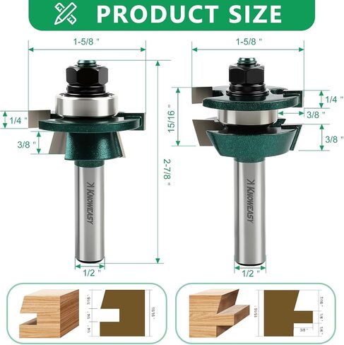 تعرف على سكة الحديد على طراز Shaker و Stile Bit Stile مع ساق نصف بوصة ، لسان كربيد احترافي وقواطع الأخدود لأبواب الخزانة ومشاريع النجارة ، تتضمن مطابقة أجزاء الملف الشخصي in Kuwait