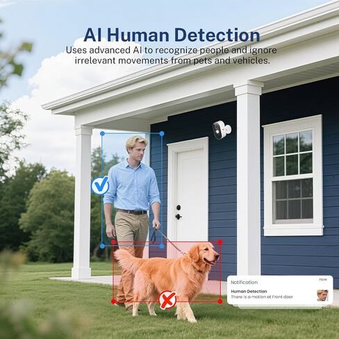 TrendBuzz 1080P Wireless Security Camera with AI Human Detection, Color Night Vision, PIR Motion Detection, Two-Way Talk, Cloud Service, 2.4G Wi-Fi, Battery Powered, Outdoor Surveillance Bullet Cam in Saudi Arabia