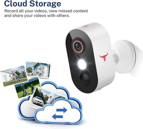 TrendBuzz 1080P Wireless Security Camera with AI Human Detection, Color Night Vision, PIR Motion Detection, Two-Way Talk, Cloud Service, 2.4G Wi-Fi, Battery Powered, Outdoor Surveillance Bullet Cam in Saudi Arabia