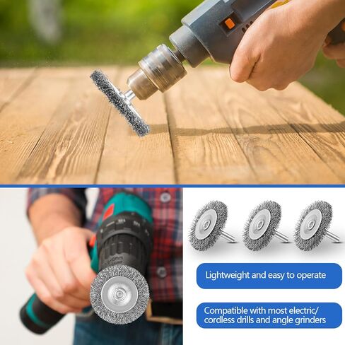 Moxweyeni 20pcs 3 بوصة فرش سلك الفولاذ المقاوم للصدأ من الفولاذ المقاوم للصدأ فرش لقطات الحفر مع 1/4 بوصة ساق ، 0.0118 "سلك الفولاذ الكربوني ، لتشغيل الطاقة التي تعمل بالطاقة in Kuwait